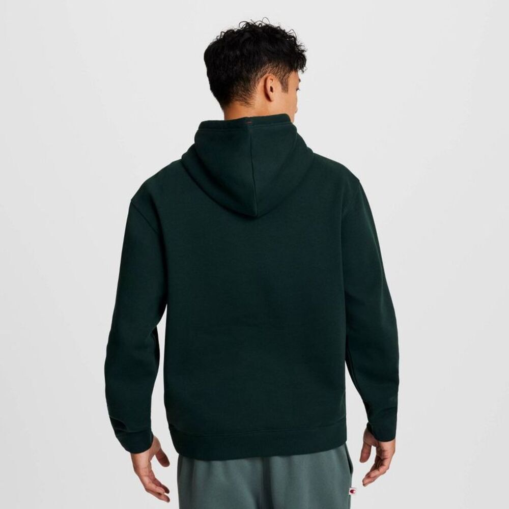 Champion Men's Plaid Hooded Sweatshirt - Green S - Picture 2 of 5